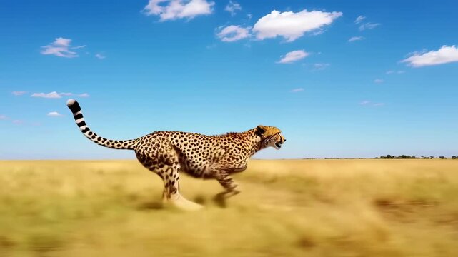 Cheetah Running Across a Golden Savanna