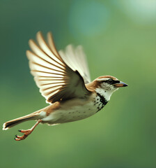 Sparrow in flight