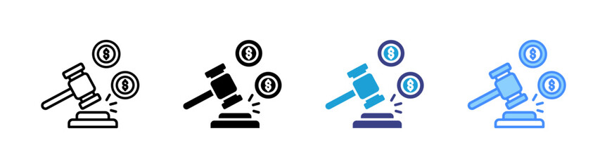 Auction icon set multiple style collection