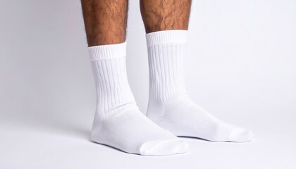 White Socks Model Displayed Against Clean White Background