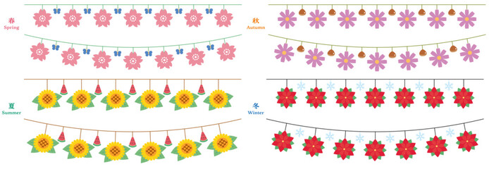 四季を通じて使える花のガーランドセット