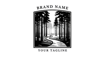 Black and White Forest Logo Template. © Kuda