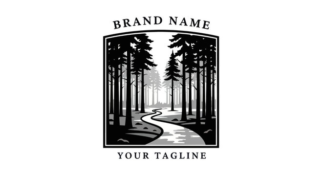 Black and White Forest Logo Template.