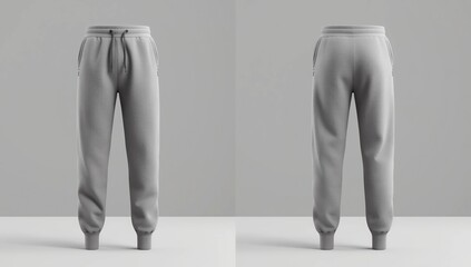 Blank black joggers mock up, front and back view