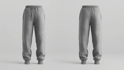 Blank black joggers mock up, front and back view