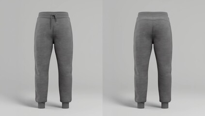 Blank black joggers mock up, front and back view