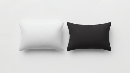 Blank black and white pillow mock up set, isolated 