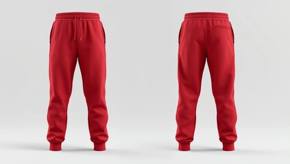 Blank joggers mockup, front and side views. Sweatpants. 3d rendering, 3d illustration