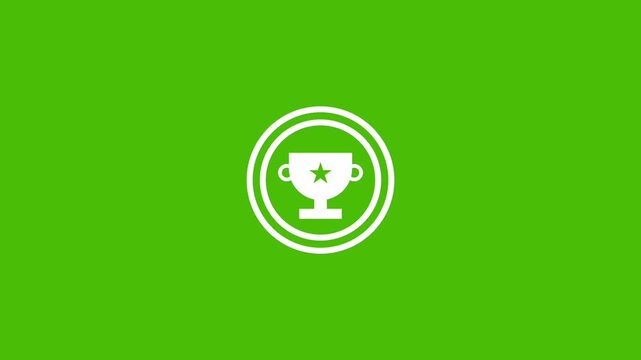 animated trophy icon with green background for content.