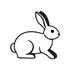 Obraz premium White Rabbit Outline Icon for Easter Spring and Animal Pet Concept