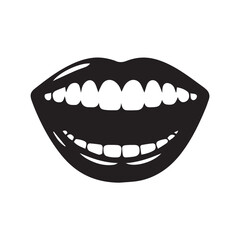 Naklejka premium vector laughing mouth silhouette