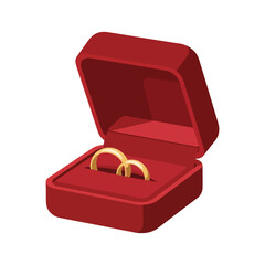 Wedding Rings in Red Box Proposal Marriage Jewelry Icon