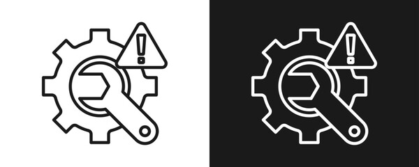 Troubleshooting Icon Set Outline In White And Black Background