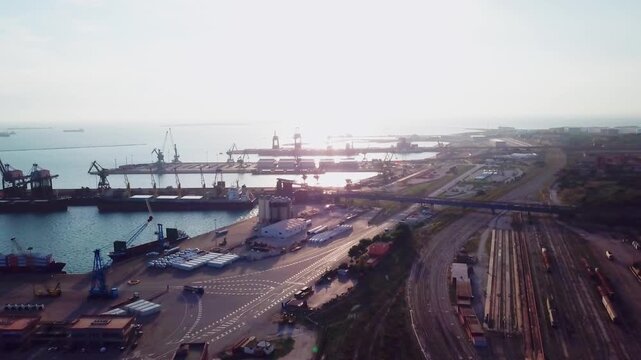 Taranto, Italy, city view, harbor, industrial city, sea city, mussel culture, Ilva factory, panorama, landscape, aerial shot, travel, travelling, vacation, holiday, tourist, tourism, high angle, cinem