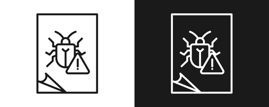 Bug Report Icon Set Outline In White And Black Background