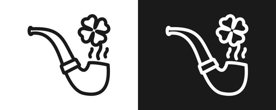 Irish Pipe Icon Set Outline In White And Black Background