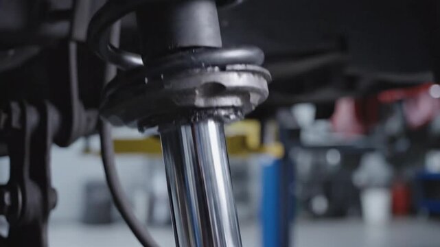 Car shock absorber assembly detail.