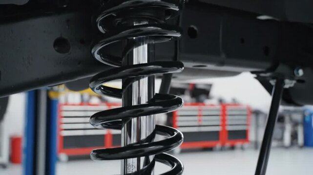 Car suspension coil spring detail.