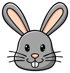 Obraz premium Cartoon Rabbit Face Illustration with Long Ears and Whiskers