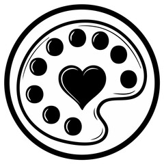 Obraz premium Palette with a heart symbol in the middle for art lovers and creative expression
