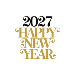 Happy New Year 2027 Celebration Design Retro Frame and Bold Typography