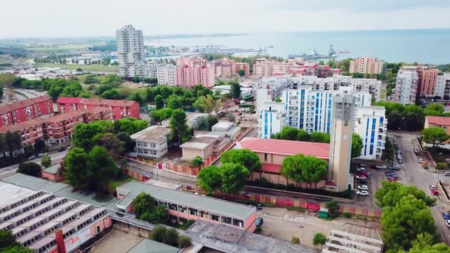 Taranto, Italy, city view, harbor, industrial city, sea city, mussel culture, Ilva factory, panorama, landscape, aerial shot, travel, travelling, vacation, holiday, tourist, tourism, high angle, cinem