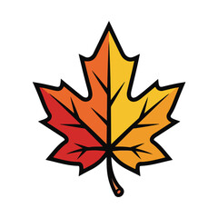 Autumn Maple Leaf Icon Cartoon Style Vector Illustration