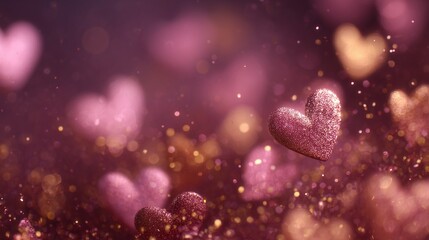 Romantic Glitter Heart Bokeh Background for Valentine Celebration