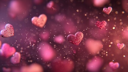 Romantic Glitter Heart Bokeh Background for Valentine Celebration