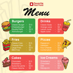 Restaurant Menu Illustration Graphic