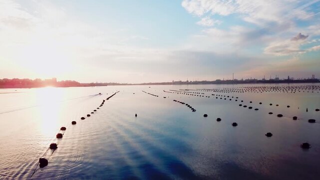Taranto, Italy, city view, harbor, industrial city, sea city, mussel culture, Ilva factory, panorama, landscape, aerial shot, travel, travelling, vacation, holiday, tourist, tourism, high angle, cinem