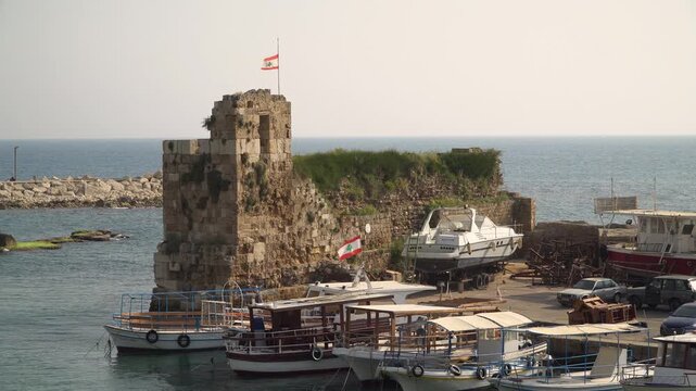 The Byblos marine, a small historic sea port located in the town of Byblos, Lebanon.