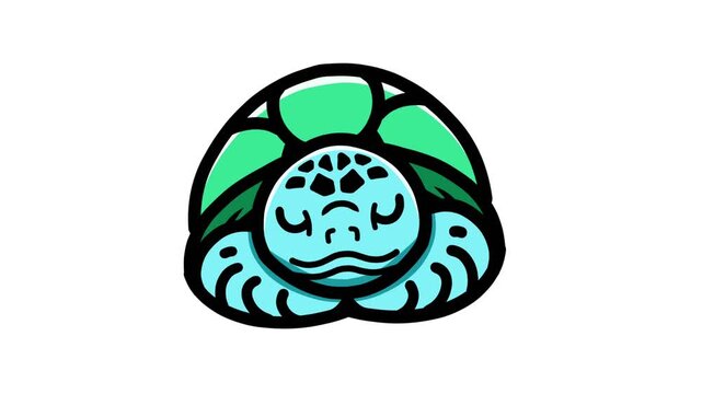 Animation of a turtle sleeping with a white background