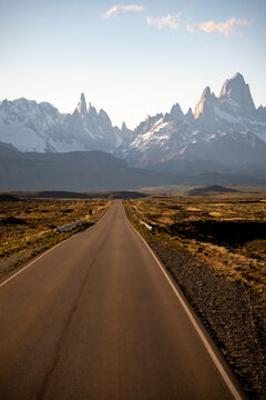 Views from the bus to El Chalten of Fitz Roy, a mountain in the Andes on the border of Argentina and Chile.