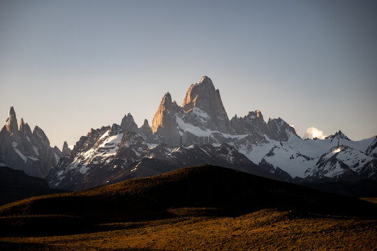 Views from the bus to El Chalten of Fitz Roy, a mountain in the Andes on the border of Argentina and Chile.