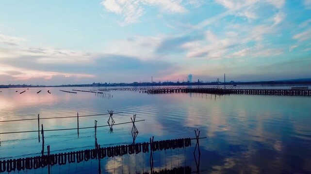 Taranto, Italy, city view, harbor, industrial city, sea city, mussel culture, Ilva factory, panorama, landscape, aerial shot, travel, travelling, vacation, holiday, tourist, tourism, high angle, cinem