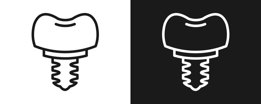 Implant Icon Set Outline In White And Black Background