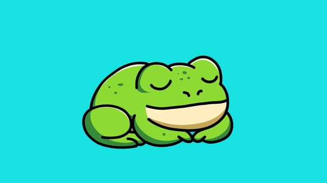 Animation of a sleeping frog with a blue background