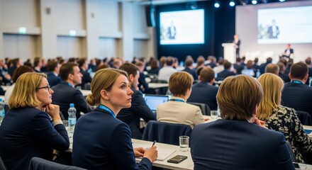 Fototapeta premium Group of people sitting at business conference speech. 