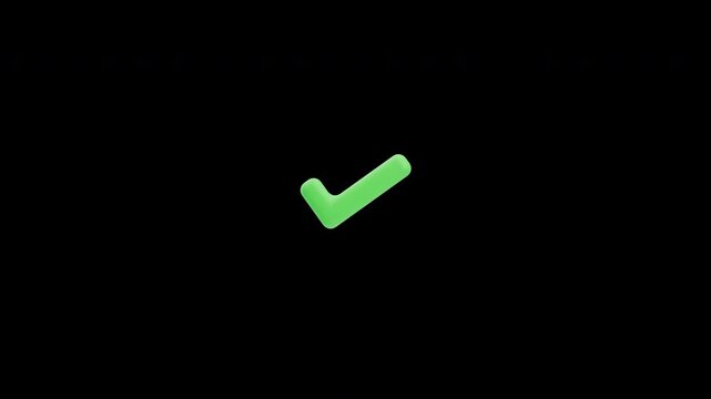 3D animation of checkmark approval symbol