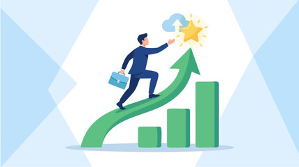 Fototapeta premium Businessman Climbing Growth Graph Upward Trend.