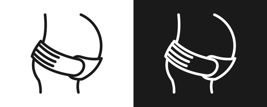 Maternity Belt Icon Set Outline In White And Black Background
