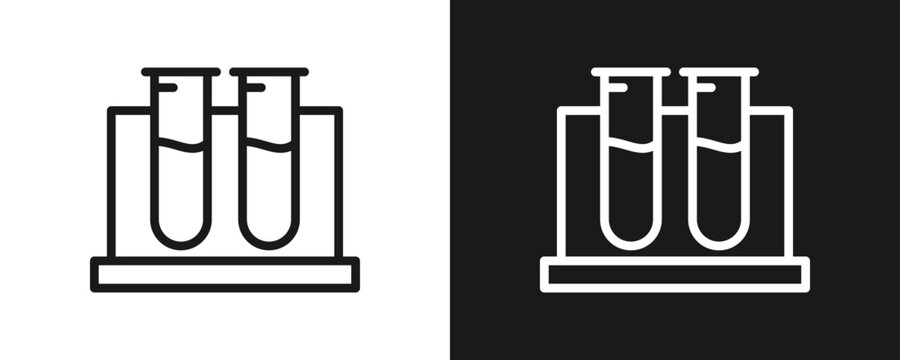 Test Tube Icon Set Outline In White And Black Background
