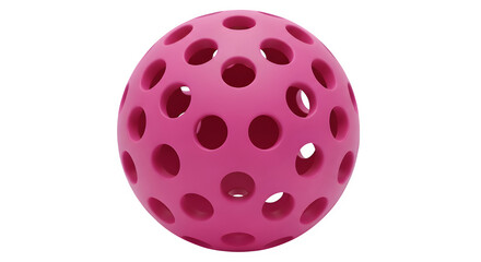 Bright pink perforated foam ball isolated on transparent background