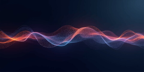 Abstract blue colorful wave design featuring dynamic glowing fractal lines and energy motion curves on a black technology backdrop illustration © maria