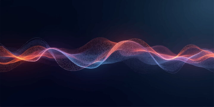 Abstract blue colorful wave design featuring dynamic glowing fractal lines and energy motion curves on a black technology backdrop illustration