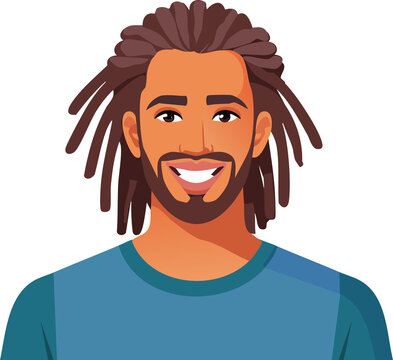 flat vector illustration of a man with dreadlocks