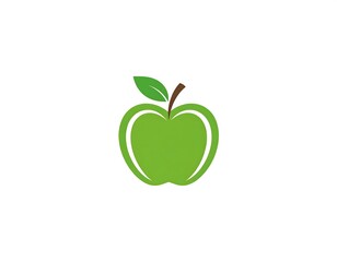 A simple, green, stylized apple logo on a white background, featuring a leaf and stem. The design uses a clean, modern aesthetic