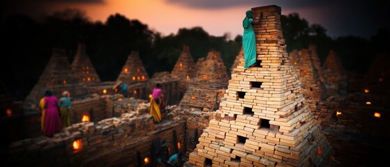 Brick Workers at Sunset