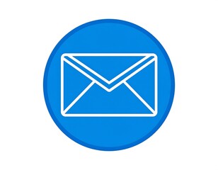 A simple icon featuring a white envelope outline inside a vibrant blue circle, suggesting communication